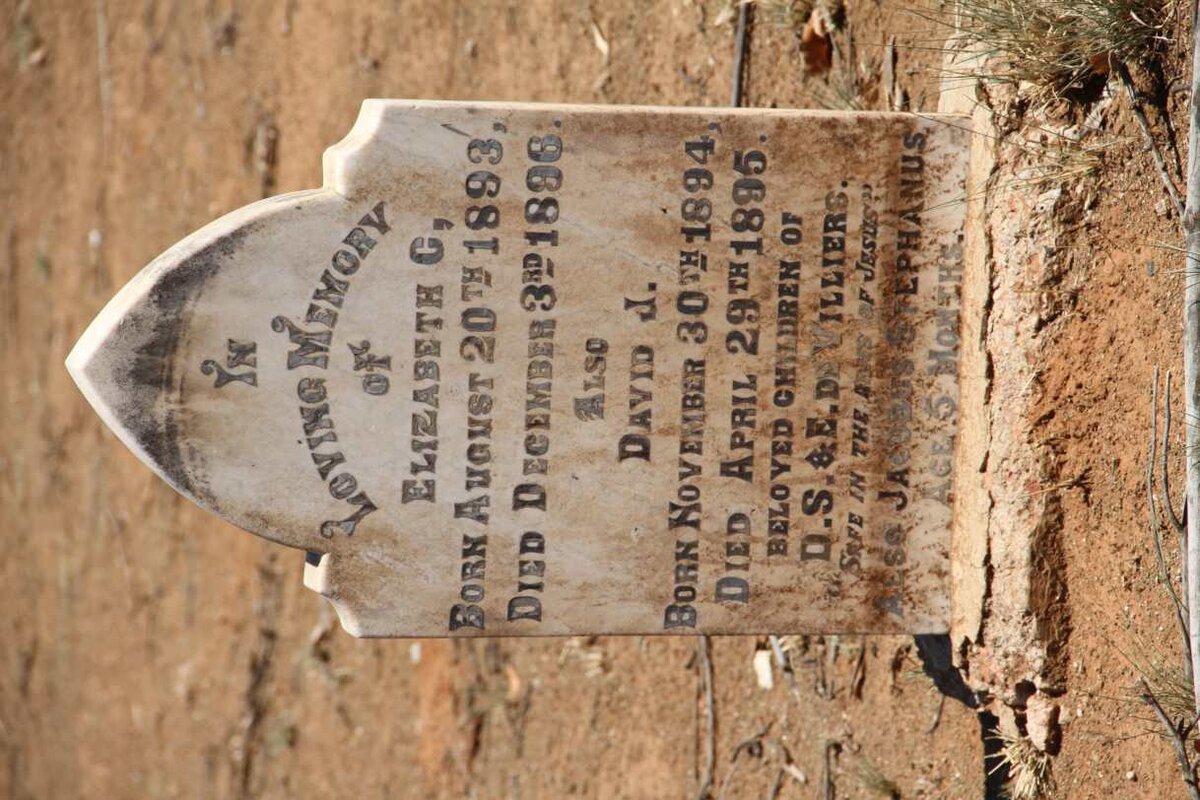 VILLIERS Elizabeth C., de 1893-1896 :: DE VILLIERS David J. 1894-1895 :: DE VILLIERS Jacobus Stephanus