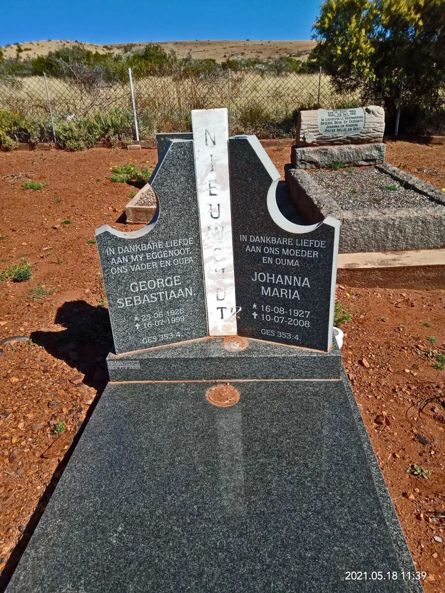 NIEUWOUDT George Sebastiaan 1926-1999 &amp; Johanna Maria 1927-2008