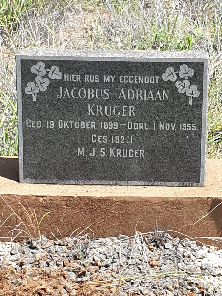 KRUGER Jacobus Adriaan 1899-1955