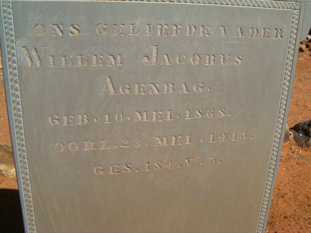 AGENBAG Willem Jacobus 1868-1943