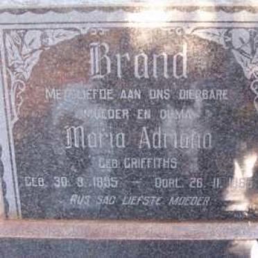 BRAND Maria Adriana nee GRIFFITHS 1895-1965