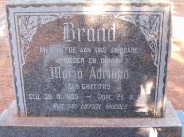 BRAND Maria Adriana nee GRIFFITHS 1895-1965