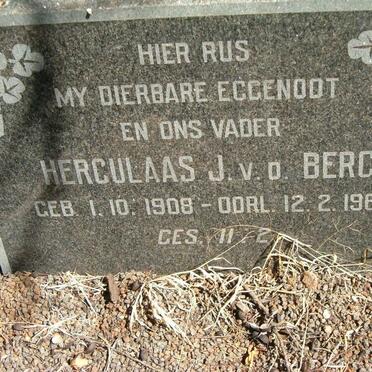 BERG Herculaas J., v.d. 1908-1960