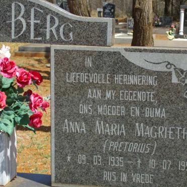 BERG Gert Jacobus, van den 1932-1998 &amp; Anna Maria Magrietha PRETORIUS 1935-1995