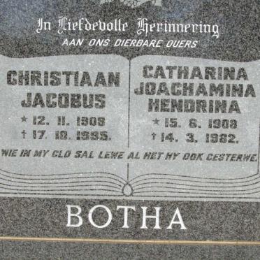 BOTHA Christiaan Jacobus 1908-1995 &amp; Catharina Joachamina Hendriena 1908-1982