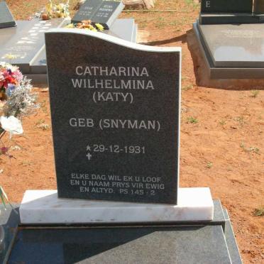 BURGER Catharina Wilhelmina nee SNYMAN 1931-