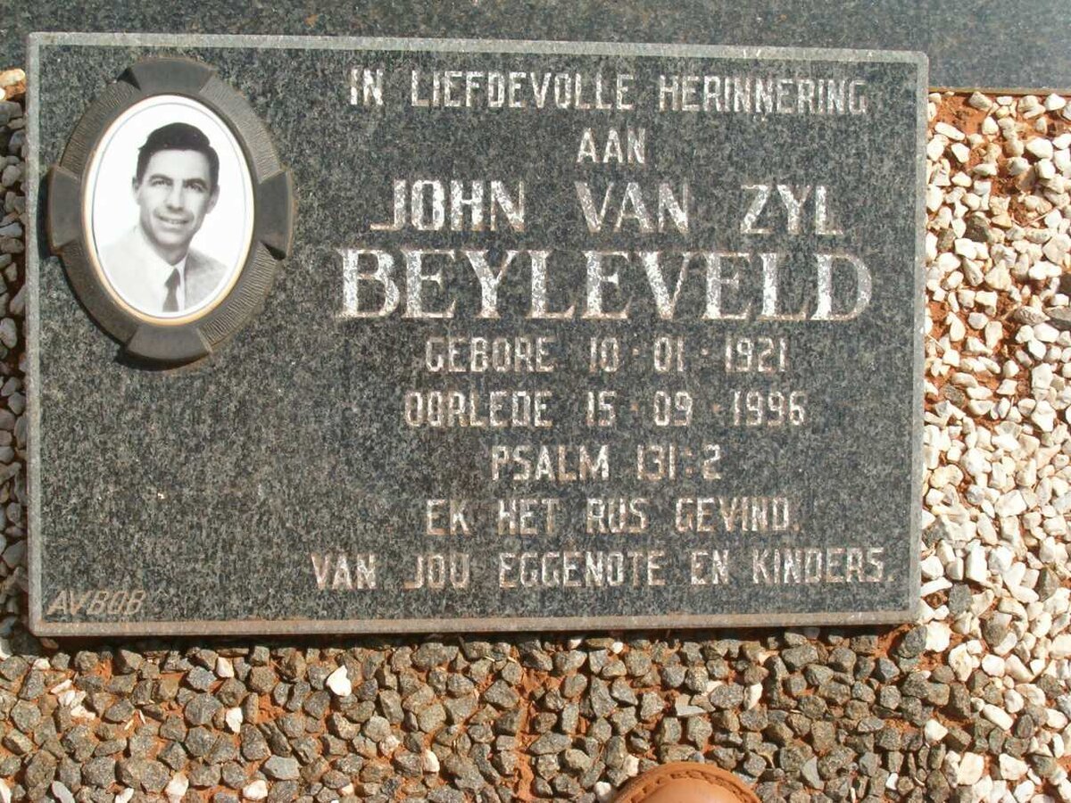 BEYLEVELD John Van Zyl 1921-1996