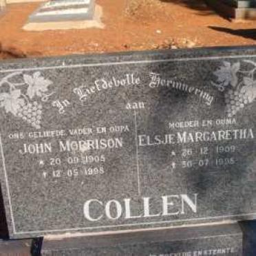 COLLEN John Morrison 1908-1998 &amp; Elsje Margaretha C. 1909-1998