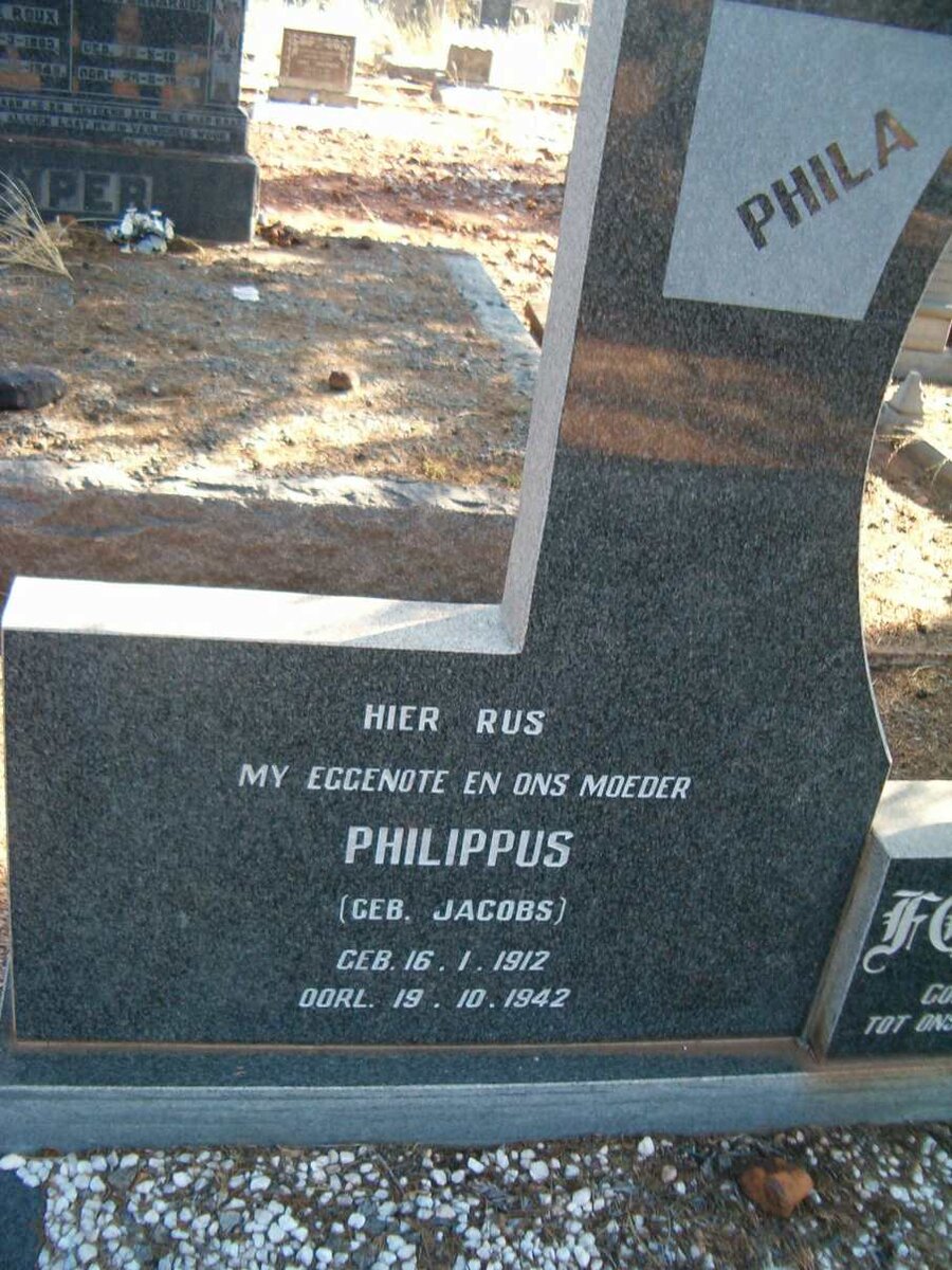 FOURIE Philippus nee JACOBS 1912-1942