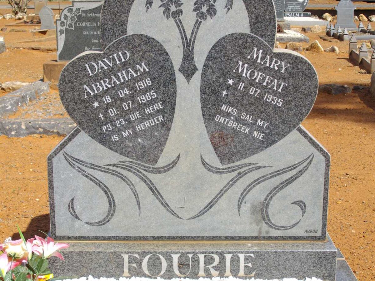 FOURIE David Abraham 1916-1985 &amp; Mary Moffat 1935-