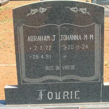 FOURIE Abraham J. 1922-1991 &amp; Johanna M.M. 1924-