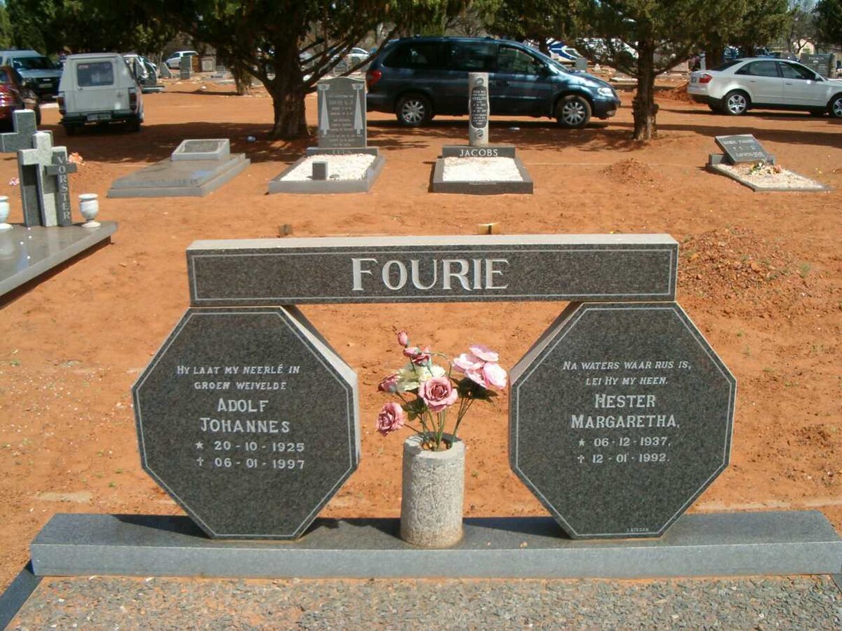 FOURIE Adolf Johannes 1925-1997 &amp; Hester Margaretha 1937-1992