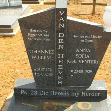 HEEVER Johannes Willem, van der 1934-2005 &amp; Anna Sofia VENTER 1929-