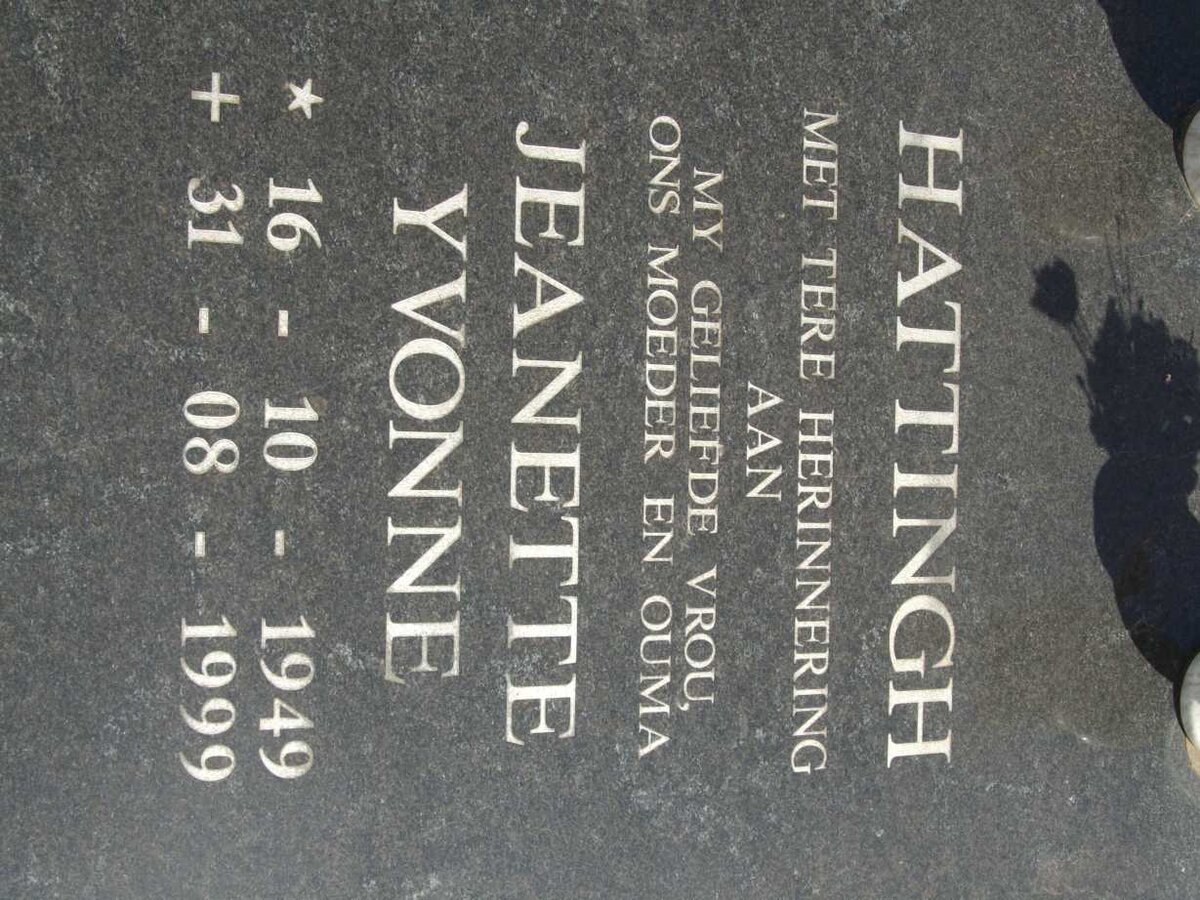HATTINGH Jeanette Yvonne 1949-1999