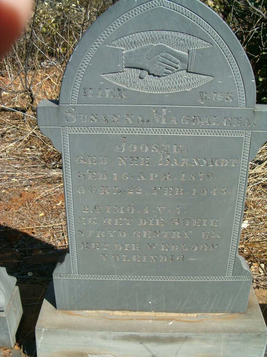 JOOSTE Susanna Magdalena nee BARNARDT 1879-1945