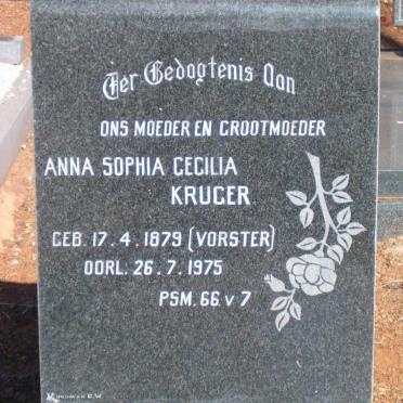 KRUGER Anna Sophia Cecilia nee VORSTER 1879-1975