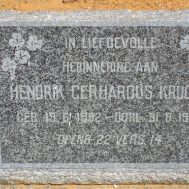 KRUGER Hendrik Gerhardus 1892-1957