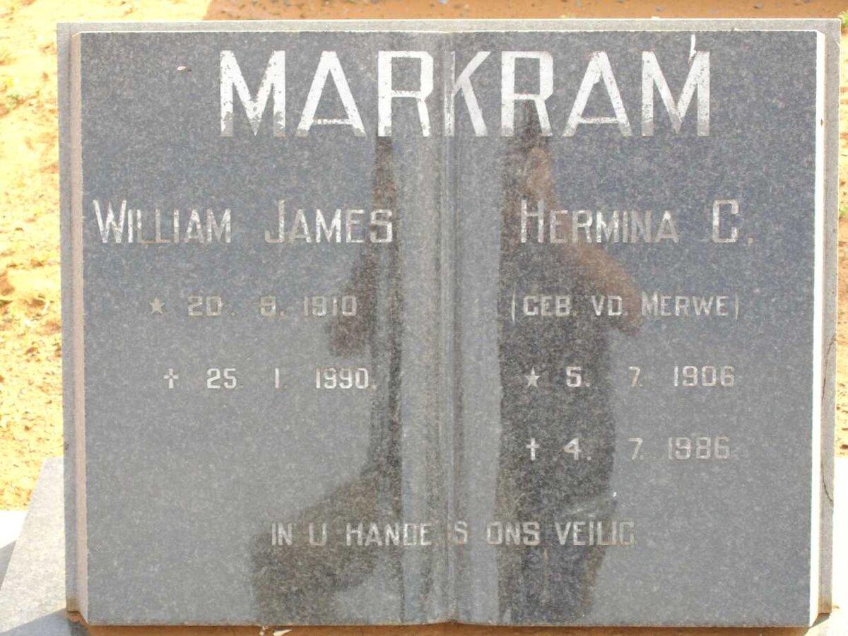 MARKRAM William James 1910-1990 &amp; Hermina C. V.D. MERWE 1906-1986