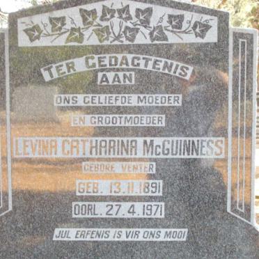 McGUINNESS Levina Catharina nee VENTER 1891-1971