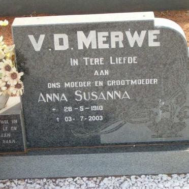 MERWE Anna Susanna, v.d. 1910-2003