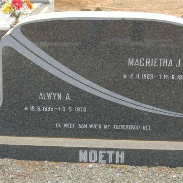 NOETH Alwyn A. 1895-1978 &amp; Magrietha J. 1903-1979