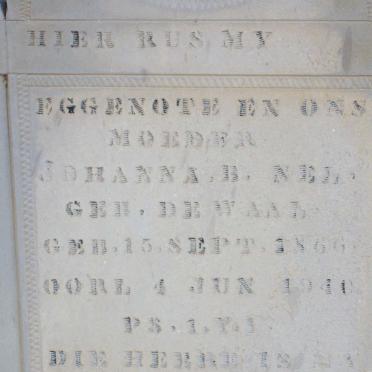 NEL Johanna B. nee DE WAAL 1886-1940