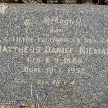 NIEMAND Mattheus Daniel 1886-1952