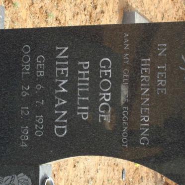 NIEMAND George Phillip 1920-1984