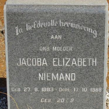 NIEMAND Jacoba Elizabeth 1883-1968