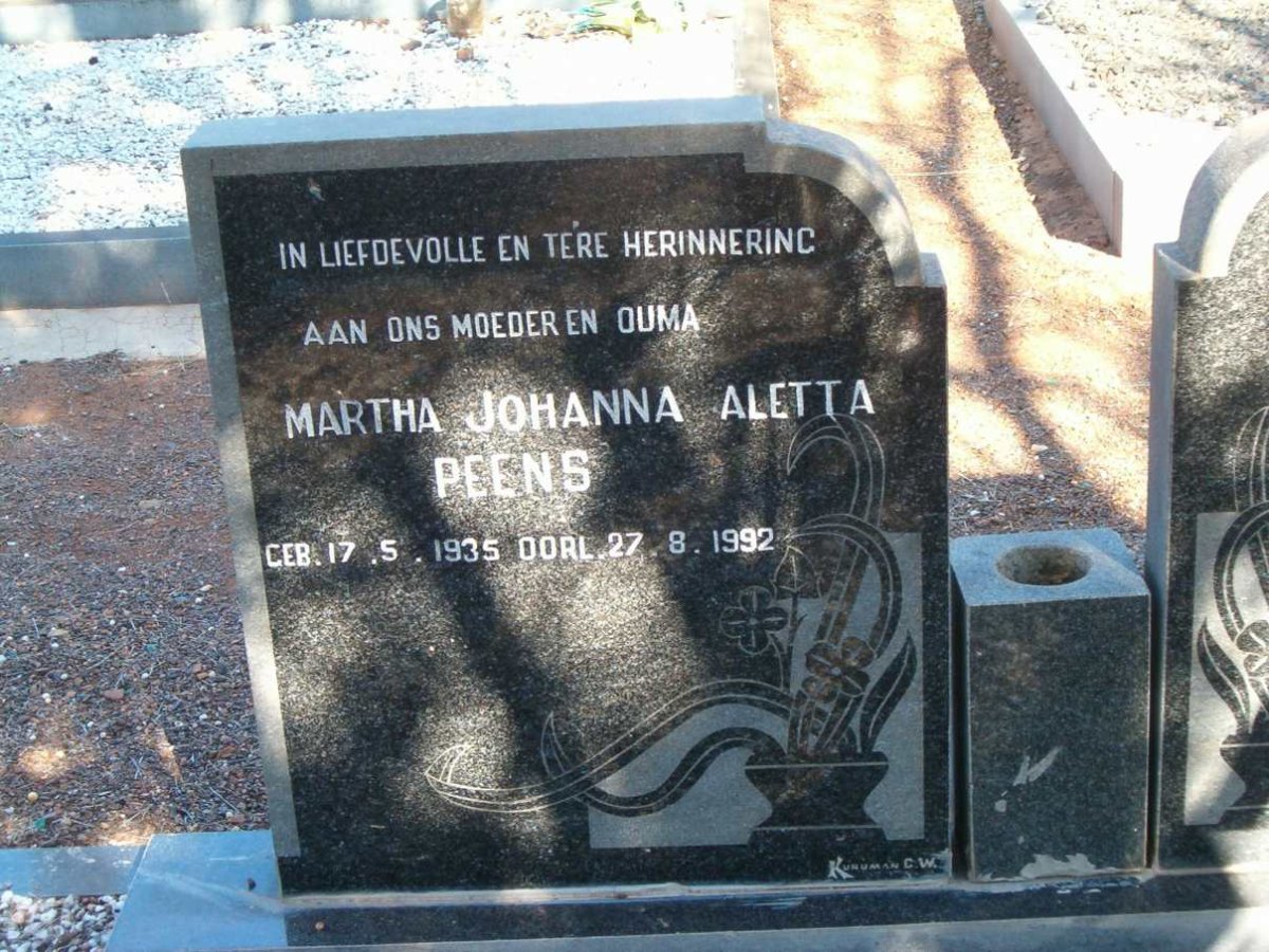PEENS Martha Johanna Aletta 1935-1992