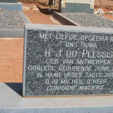 PLESSIS H.J., du nee  VAN ANTWERPEN  -1939