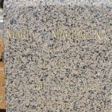 ROUX Maria Magdalena, le nee VAN TONDER 1907-1980