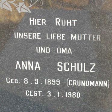SCHULZ Anna nee GRUNDMANN 1899-1980