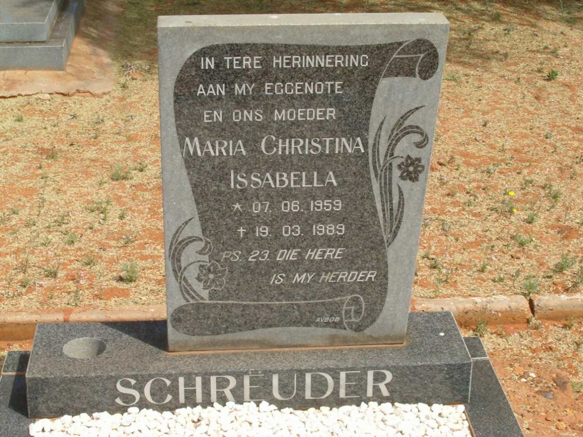 SCHREUDER Maria Christina Issabella 1959-1989