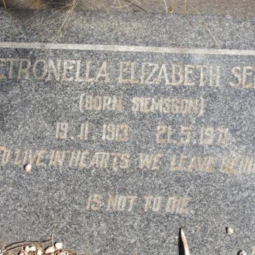 SEIFERT Petronella Elizabeth nee SIEMSSON 1913-1977