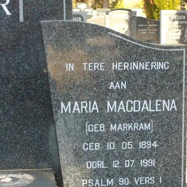 SCHREUDER Maria Magdalena nee MARKRAM 1894-1991