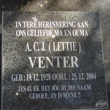 VENTER Jacobus Johannes 1930-1998 &amp; A.C.J. 1928-2004 