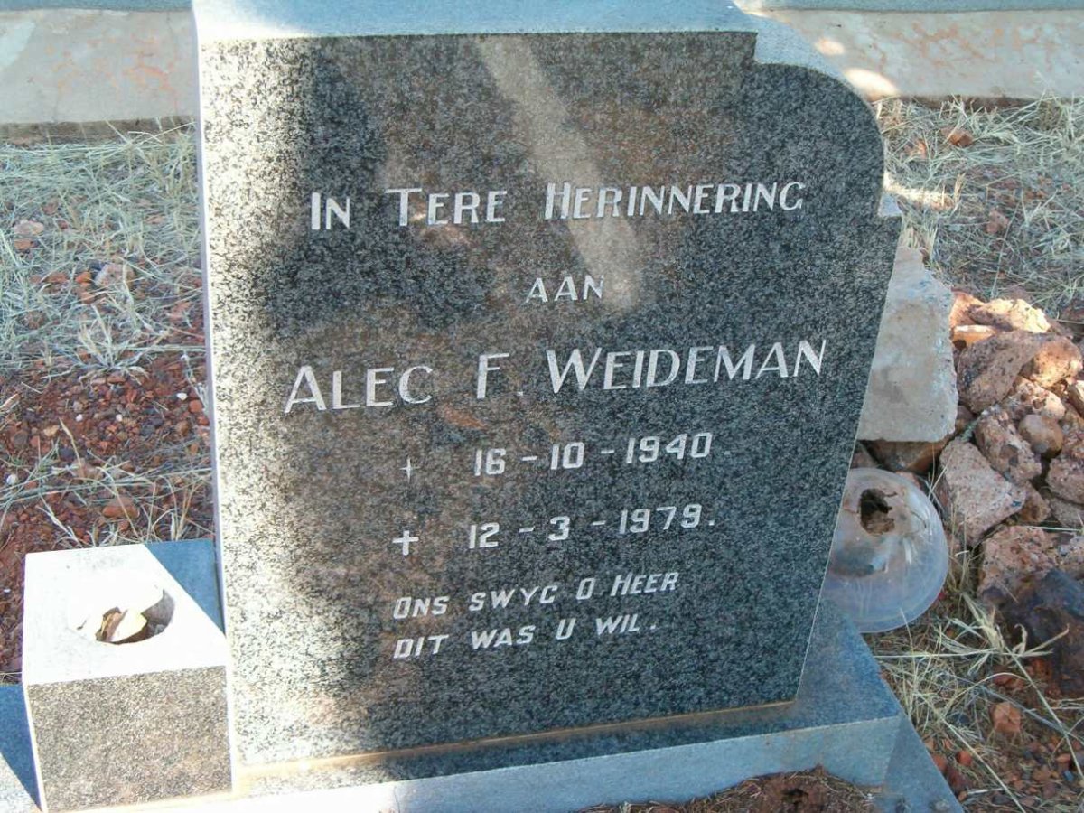 WEIDEMAN Alec F. 1940-1979