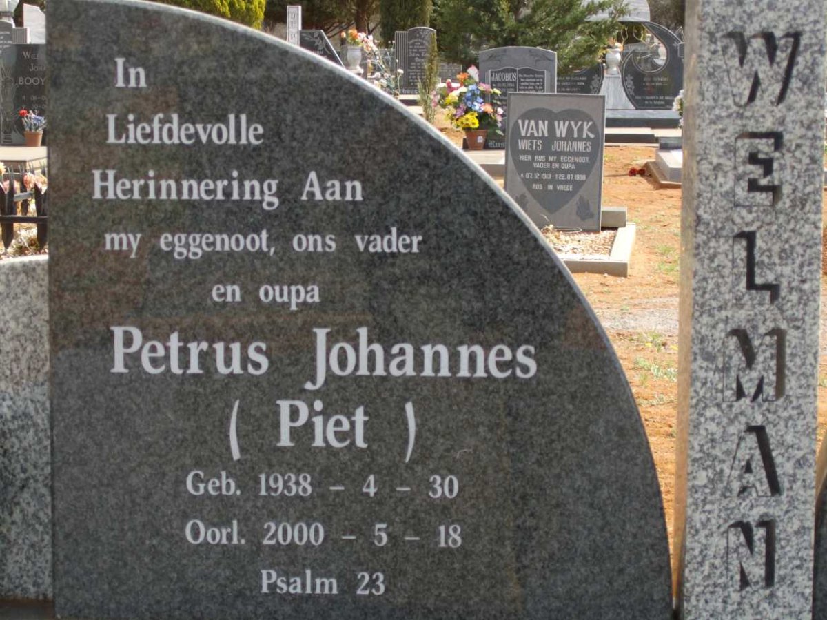 WELMAN Petrus Johannes 1938-2000
