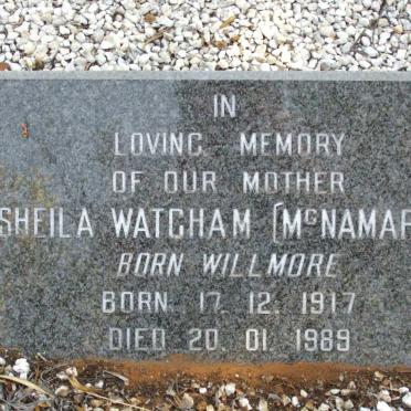 WATCHAM Sheila formerly MCNAMARA nee WILLMORE 1917-1989