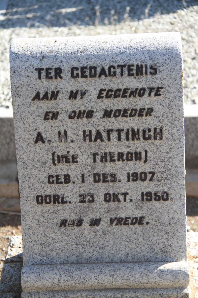 HATTINGH A.H. nee THERON 1907-1950
