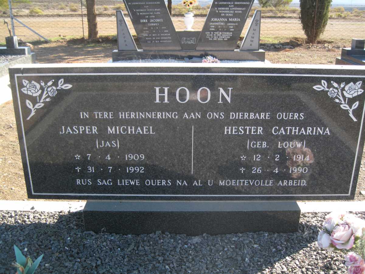 HOON Jasper Micheal 1909-1992 &amp; Hester Catharina LOUW 1914-1990