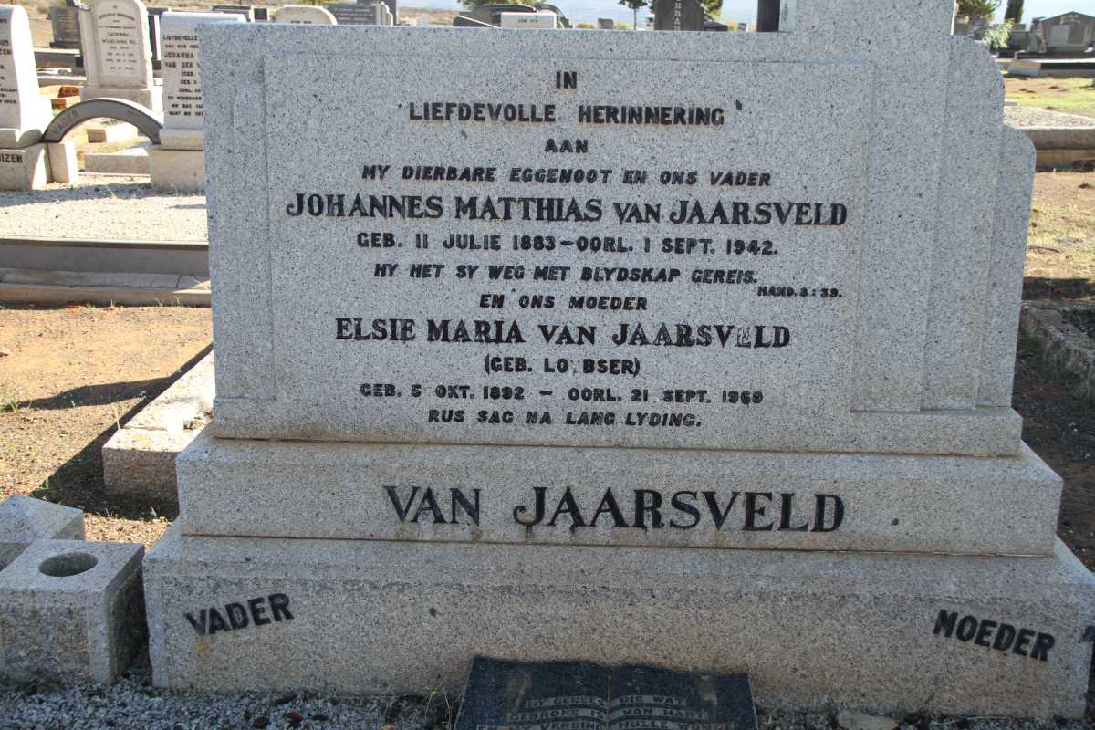 JAARSVELD Johannes Matthias, van 1883-1942 &amp; Elsie Maria LOUBSER 1892-1969