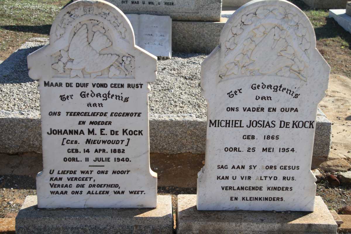 KOCK Michiel Josias, de 1865-1954 &amp; Johanna M.E. NIEUWOUDT 1882-1940