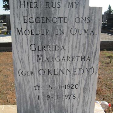 KEARNEY Marthinus Dawie 1917-199? &amp; Gerrida Margaretha O'KENNEDY 1920-1978
