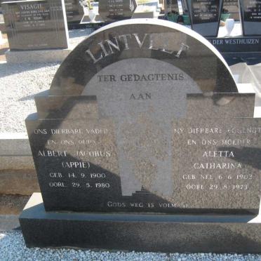 LINTVELT Albert Jacobus 1900-1980 &amp; Aletta Catharina 1903-1973