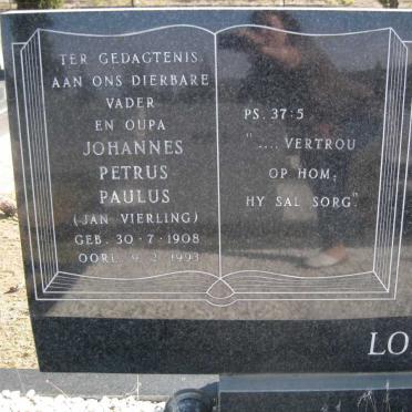 LOMBARD Johannes Petrus Paulus 1908-1993 &amp; Johanna Maria Elizabeth 1921-1989