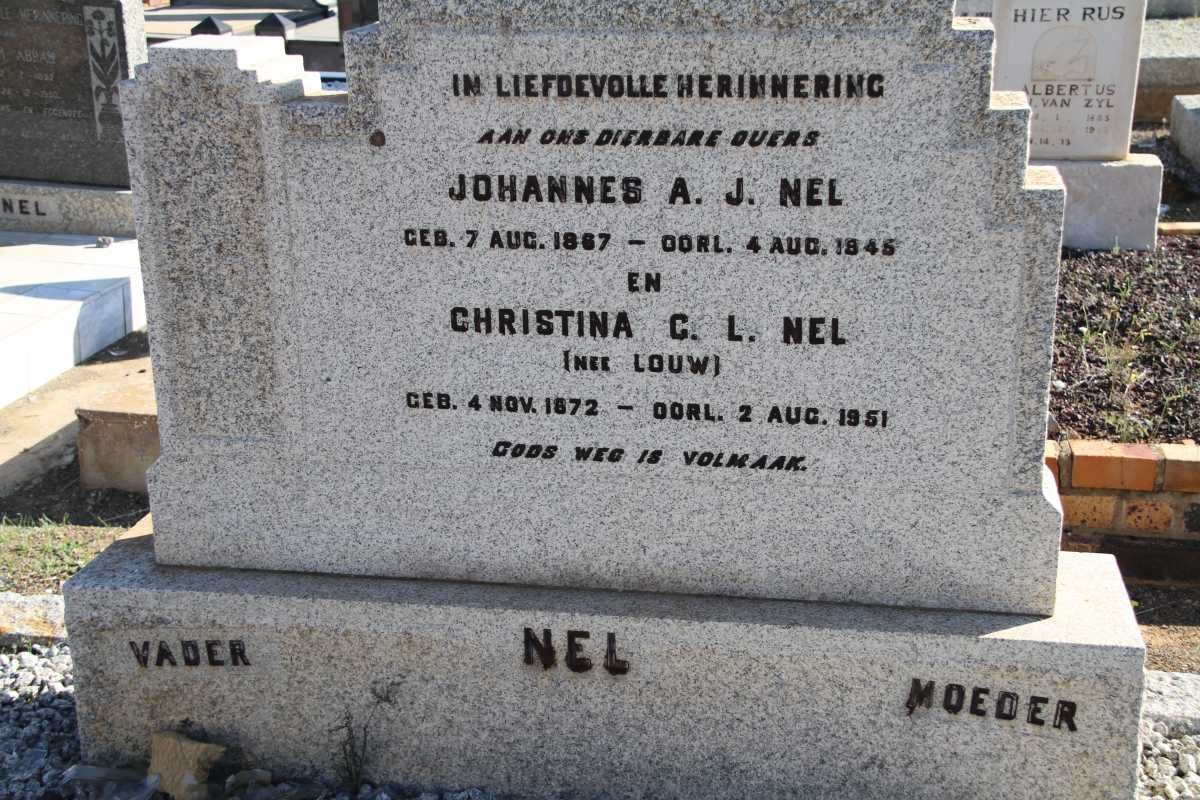NEL Johannes A.J. 1867-1945 &amp; Christina C.L. LOUW 1872-1951