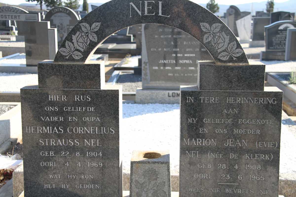 NEL Hermias Cornelius Strauss 1904-1969 &amp; Marion Jean DE KLERK 1908-1965