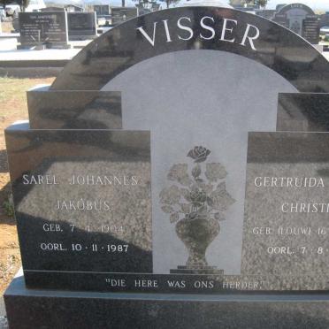 VISSER Sarel Johannes Jakobus 1904-1987 &amp; Gertruida Helena Christina LOUW 1902-1987